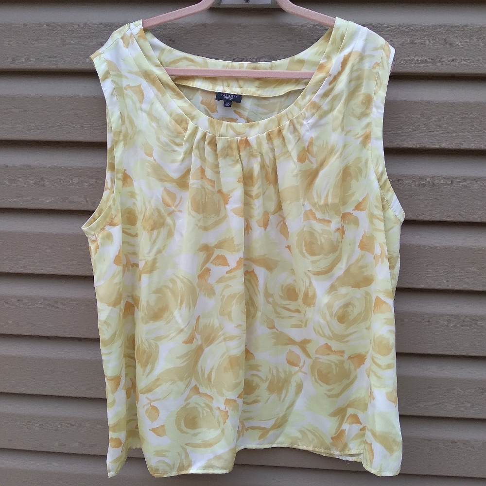 Talbots 3x Yellow Rose Sleeveless Top Shell Floral